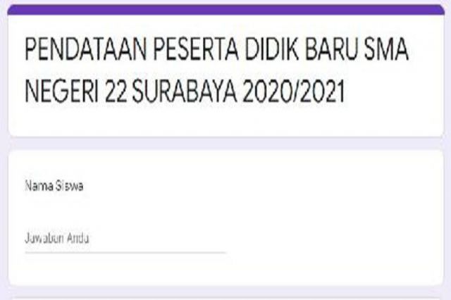 PENDATAAN PESERTADIDIK BARU SMA NEGERI 22 SURABAYA TAHUN PELAJARAN 2020-2021
